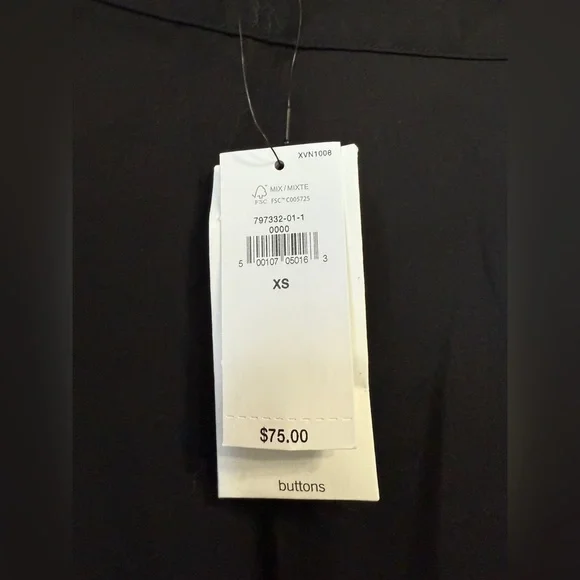 Banana Republic Black FLUTTER-CUFF BLOUSE Size XS NWT - Picture 4 of 5